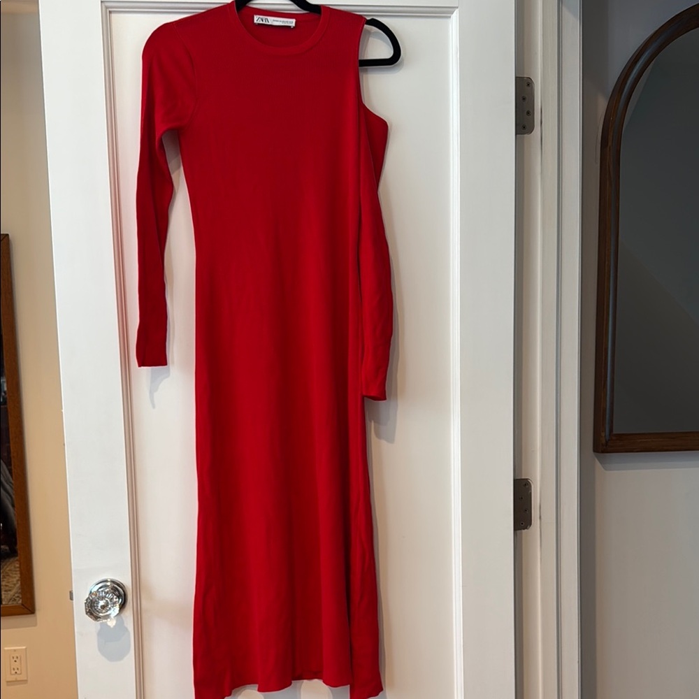 Zara Red One Shoulder Dress